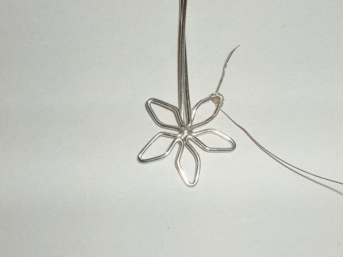 Abby Hook's Woven Wire Lotus Flower Pendant - , Wire Weaving, Weaving, Wire Weaving, Weaving Wire, attach a 28 gauge piece of wire